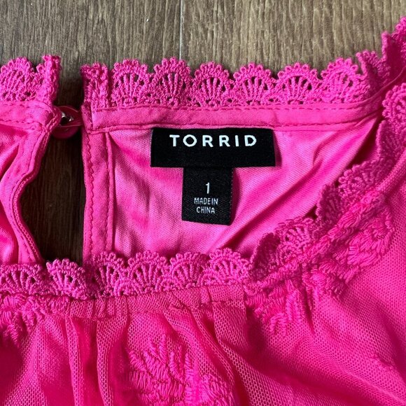 Torrid Ruffle Mock Neck Pineapple PinkTank Sz 1 (1X) - Picture 10 of 11